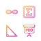 Set line Geometric figure Cube, Calendar, Function mathematical symbol and Geometric figure Square. Gradient color icons