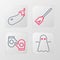 Set line Ghost, Christmas mitten, Handle broom and Eggplant icon. Vector