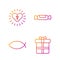 Set line Gift box, Christian fish, Christian cross and heart and Candy. Gradient color icons. Vector