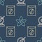 Set line Gong, Yin Yang and envelope and Lotus flower on seamless pattern. Vector