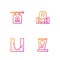 Set line Grave with tombstone, Cemetery digged grave hole, Signboard and . Gradient color icons. Vector