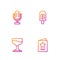 Set line Greeting card, Cocktail, Microphone and Ice cream. Gradient color icons. Vector