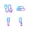 Set line Hacksaw, Paint brush, Electric plug and Industry metallic pipe. Gradient color icons. Vector