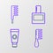 Set line Hairbrush, Cream or lotion cosmetic tube, Aftershave and icon. Vector