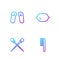 Set line Hairbrush, Knitting needles, Slipper and Lemon. Gradient color icons. Vector