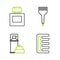 Set line Hairbrush, Shaving gel foam, and Aftershave icon. Vector