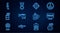 Set line Hand grenade, The word war, Target sport, Helicopter, smoke, Military knife, dog tag and reward medal icon