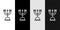 Set line Hanukkah menorah icon isolated on black and white background. Hanukkah traditional symbol. Holiday religion