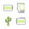 Set line Hard disk drive HDD, USB, SD card and icon. Vector