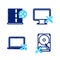 Set line Hard disk drive service, Laptop, Computer monitor and Database server icon. Vector