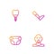 Set line Head of deaf and dumb, Adult diaper, Dental implant and Prosthesis leg. Gradient color icons. Vector