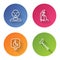 Set line Head of deaf and dumb, Grandmother, Disabled wheelchair and Walking stick cane. Color circle button. Vector