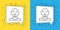 Set line Head of deaf and dumb guy icon isolated on yellow and blue background. Dumbness sign. Disability concept