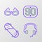 Set line Headphones, Skateboard trick, 90s Retro and Glasses icon. Vector