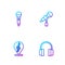 Set line Headphones, Treble clef, Microphone and . Gradient color icons. Vector