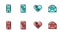 Set line Healed broken heart, Mobile with, and Greeting card icon. Vector