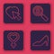 Set line Heart and cursor click, Female gender symbol, Search 8 March and Woman shoe. Blue square button. Vector