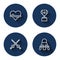 Set line Heart rate, Award cup, Fencing and Badminton shuttlecock with long shadow. Blue circle button. Vector