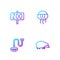 Set line Hedgehog, Collar with name tag, Zoo park and Jellyfish. Gradient color icons. Vector