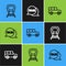 Set line High-speed train, Car and Taxi call telephone service icon. Vector