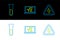 Set line High voltage, Test tube and flask and Square root of x glyph icon. Vector