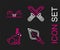 Set line Hipster arrow tip, Rabbit, Crossed hunter knife and Trap hunting icon. Vector