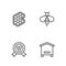 Set line Hive for bees, Honey award, Honeycomb and Bee icon. Vector