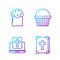 Set line Holy bible book, Cross on the laptop screen, Easter cake and Easter cake. Gradient color icons. Vector