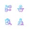 Set line Homeless, Searching for food, Reception of glass bottles and Donation money. Gradient color icons. Vector