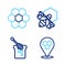 Set line Honeycomb bee location, dipper stick with honey, Bee and honeycomb and icon. Vector