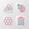 Set line Honeycomb, Hive for bees and and hand icon. Vector