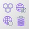 Set line Honeycomb, map of the world, and bee and icon. Vector
