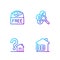 Set line House with dollar, question mark, Donation food and Search for money. Gradient color icons. Vector