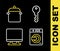 Set line House key, Washer, Smart Tv and Cooking pot icon. Vector