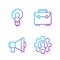 Set line Human with gear inside, Megaphone, Light bulb with concept of idea and Briefcase. Gradient color icons. Vector