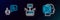 Set line Humanoid robot, Bot and Robot icon. Glowing neon. Vector
