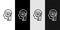 Set line Humanoid robot icon isolated on black and white, transparent background. Artificial intelligence, machine