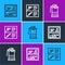 Set line Hunting shop weapon, Hand smoke grenade and Weapon catalog icon. Vector