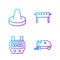 Set line Ice resurfacer, Stopwatch, Mallet for playing air hockey and Hockey table. Gradient color icons. Vector