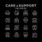 Set line icons of care and support