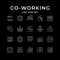 Set line icons of co-working