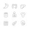 Set line icons of digestive system