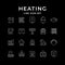 Set line icons of heating isolated on black