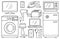 Set of line icons - home appliances, household aids, devices, white goods, black pictograms