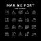 Set line icons of marine port