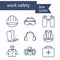 Set of line icons for safety work