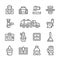 Set line icons of sewerage