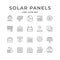 Set line icons of solar panels