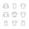 Set line icons of t-shirt, singlet, long sleeve