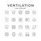 Set line icons of ventilation